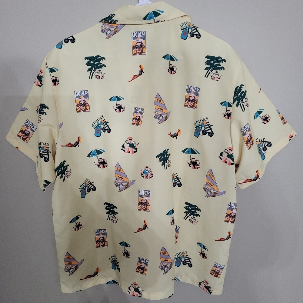 Adidas Originals Enjoy Summer Button Down Yellow Shirt Mens Large - Picture 5 of 8